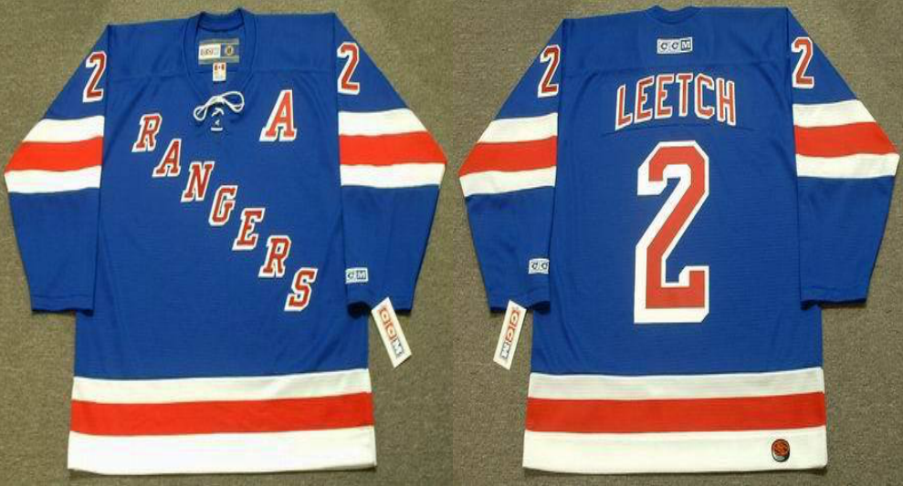 2019 Men New York Rangers #2 Leetch blue style 4 CCM NHL jerseys